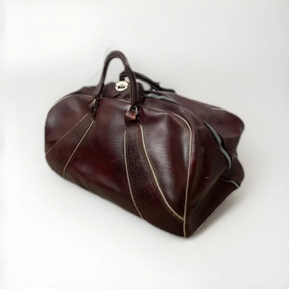 Vintage 1960s PGA Pro Golf Duffel Weekend Bag Burgundy Leather PRO ONLY USA
